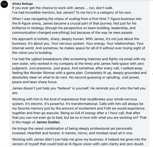 James Guldan client testimonial