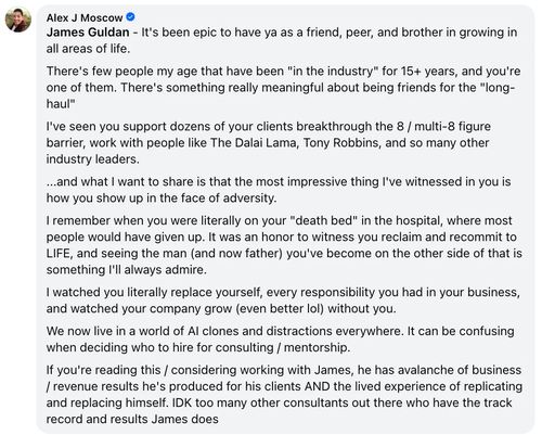 James Guldan client testimonial