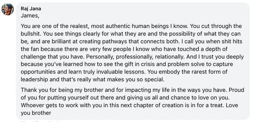 Client testimonial for James Guldan business consulting